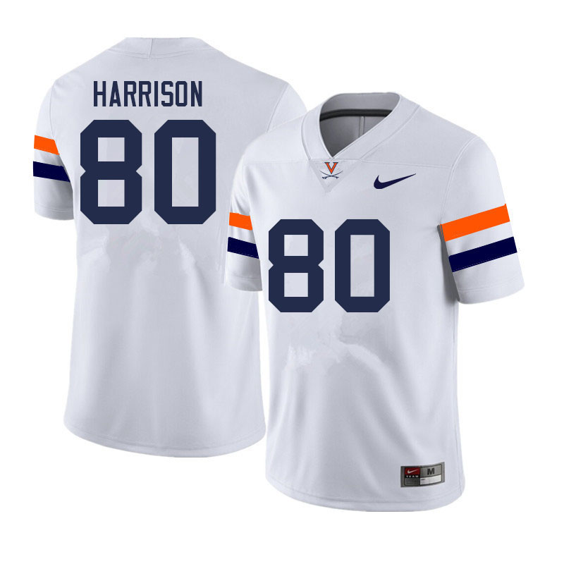 Men #80 Jalen Harrison Virginia Cavaliers College Football Jerseys Sale-White